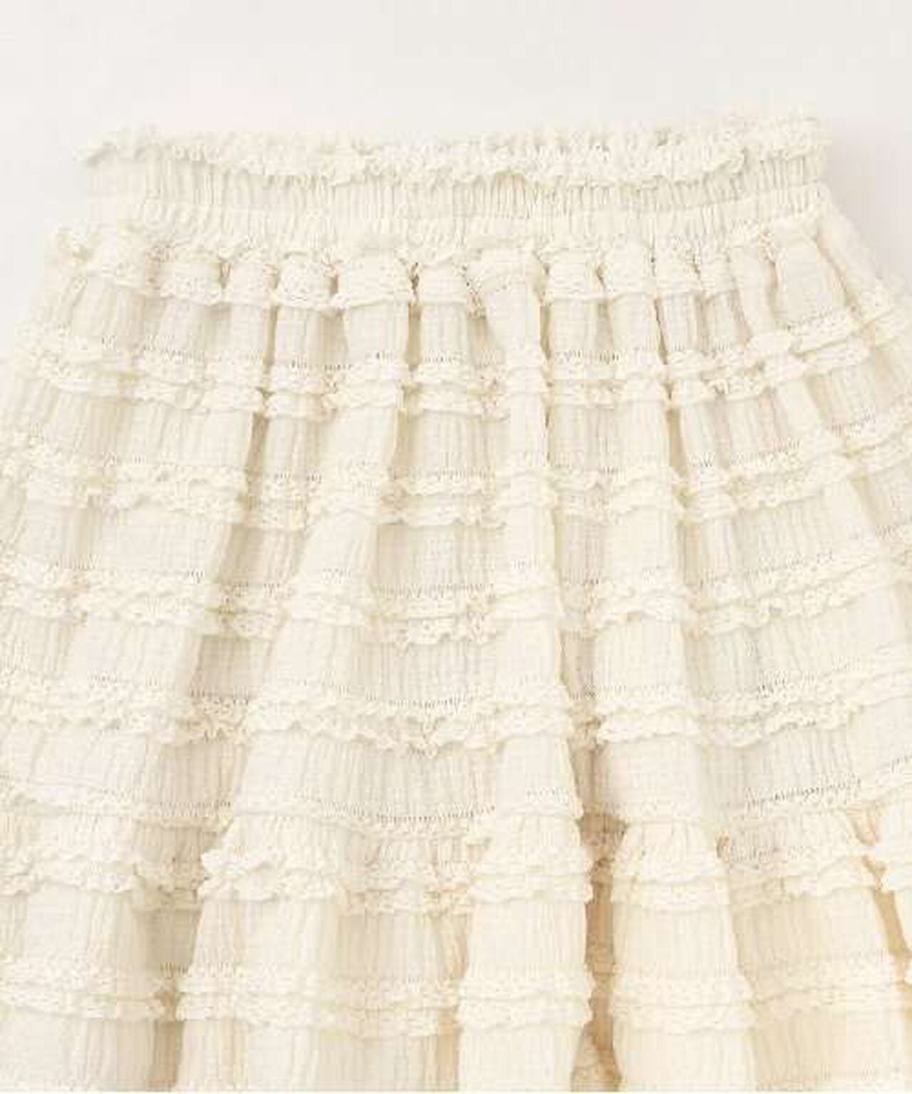 Tiered Mini Skirt,Ivory, large image number 3