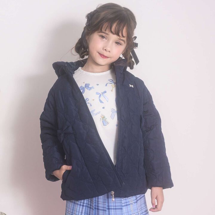 Ribbon Quilted Bomber Jacket,, medium