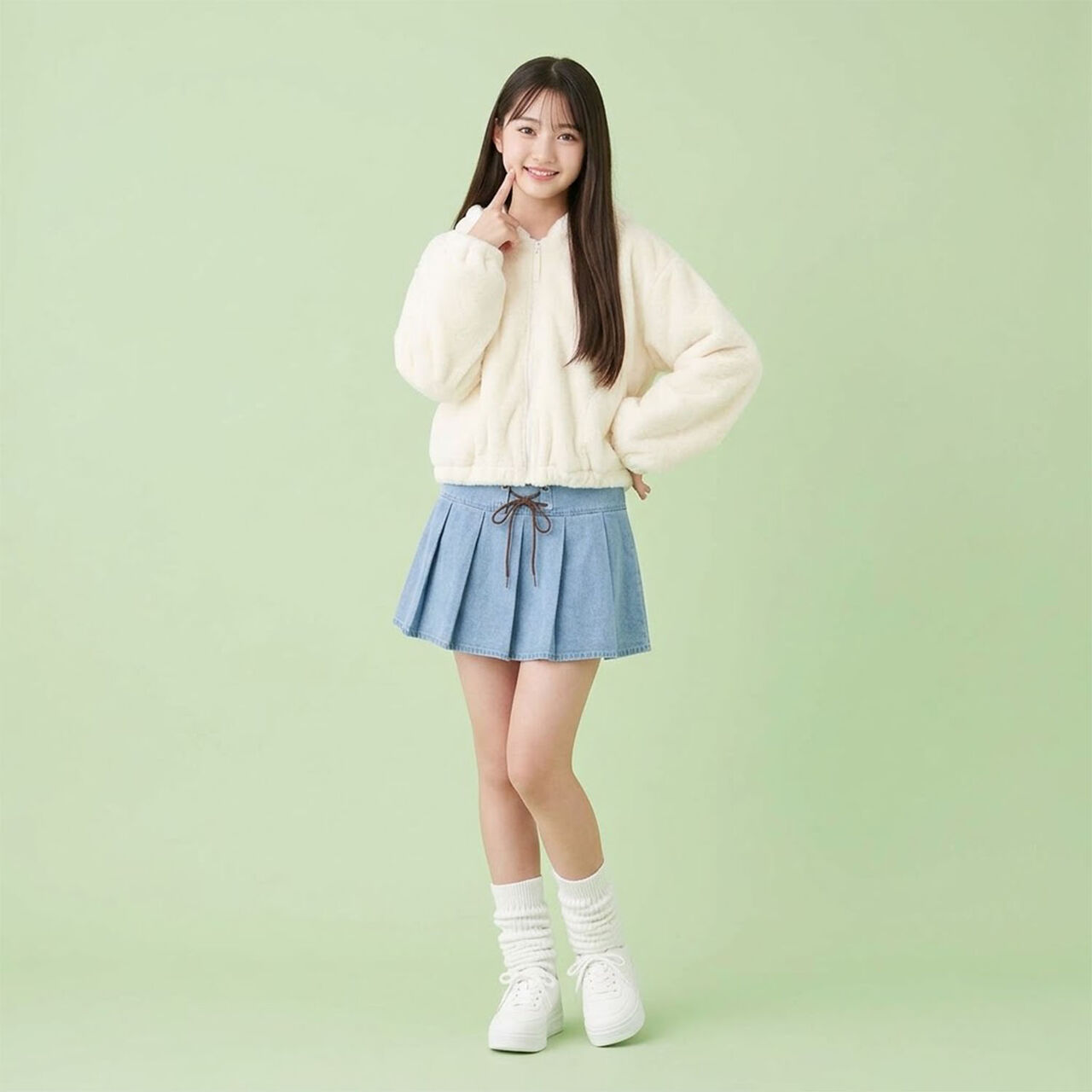 [milky coast] Cat Ear Fur Hoodie,Ivory, large image number 4