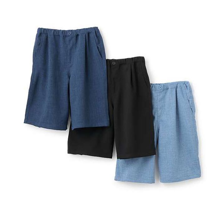 Panama-Style Tuck Half Pants,Deep blue, medium image number 8