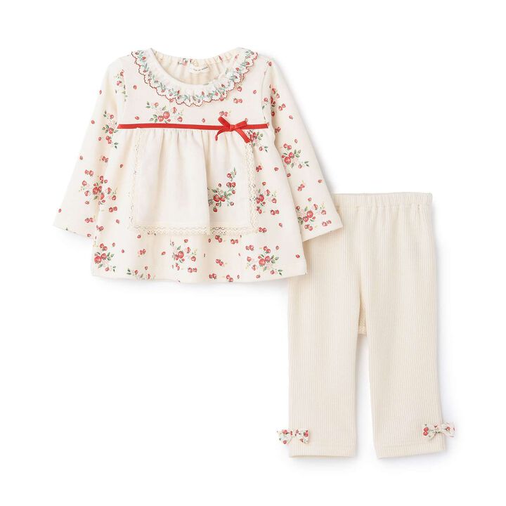 Wild Strawberry Baby Suit [Organic] [Made in Japan],Pearl white, medium image number 2