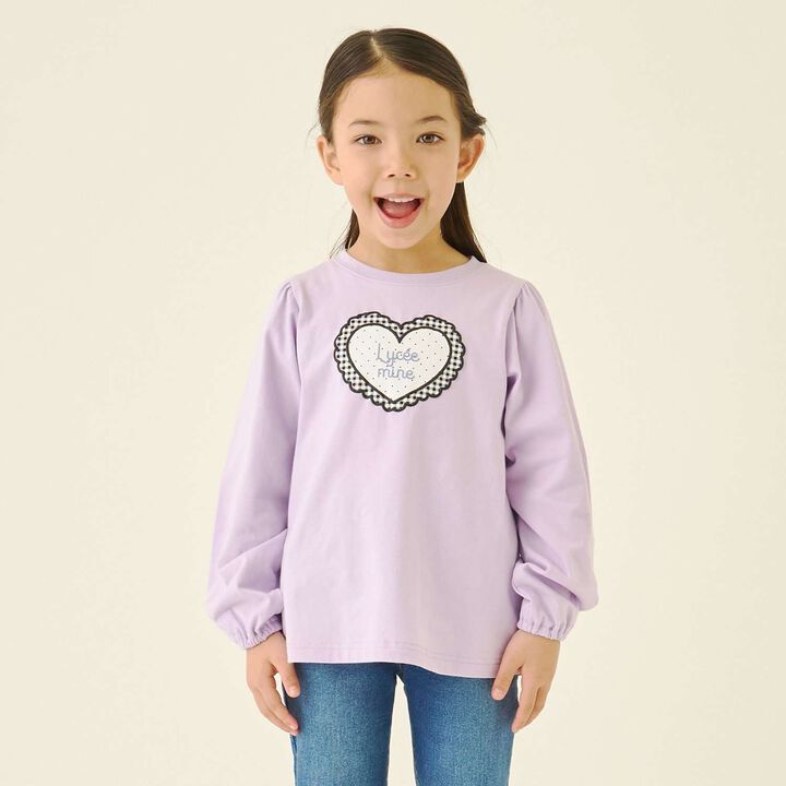 Quick-Dry UV Heart Print Puff Sleeve T-Shirt [Lycee Mine Ballet Series],Lavender, medium image number 17