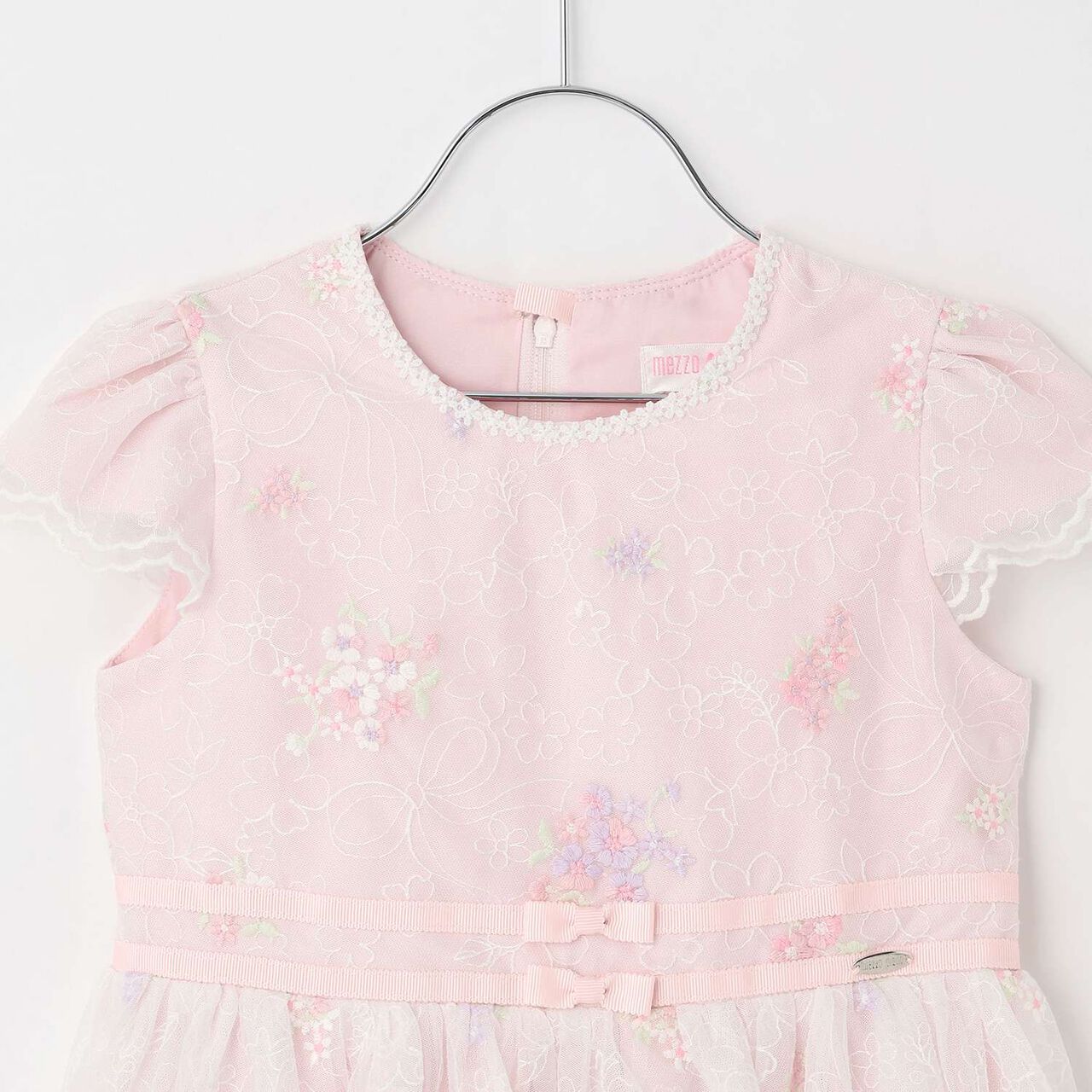 Flower Embroidery Tulle Lace One-Piece Dress,Light pink, large image number 2