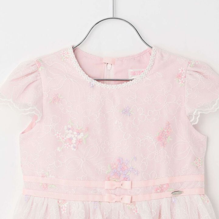 Flower Embroidery Tulle Lace One-Piece Dress,Light pink, medium image number 2