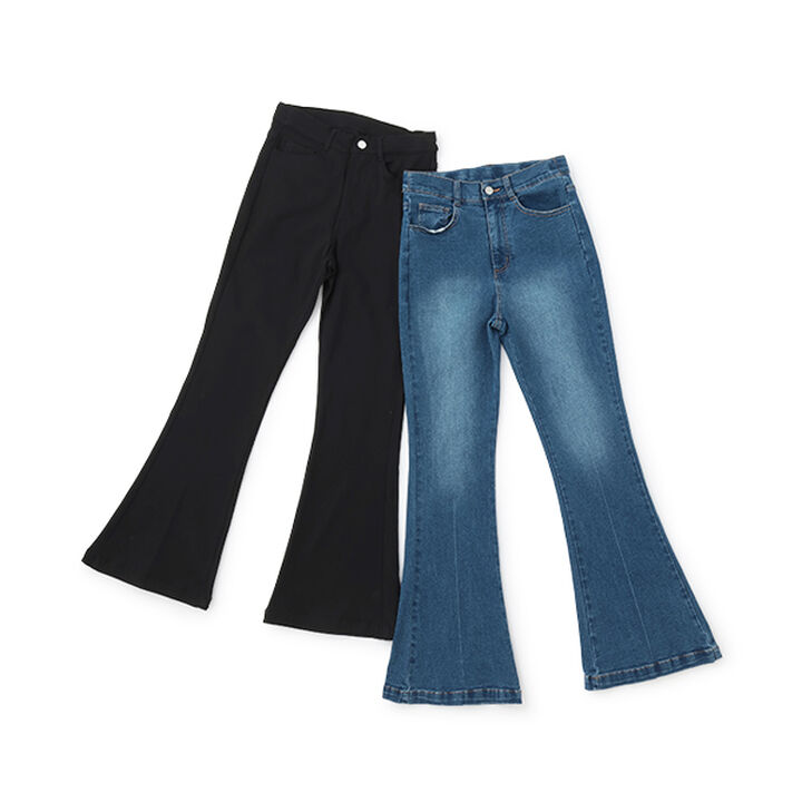 [Basic] Denim Twill Flare Pants,Blue, medium image number 3