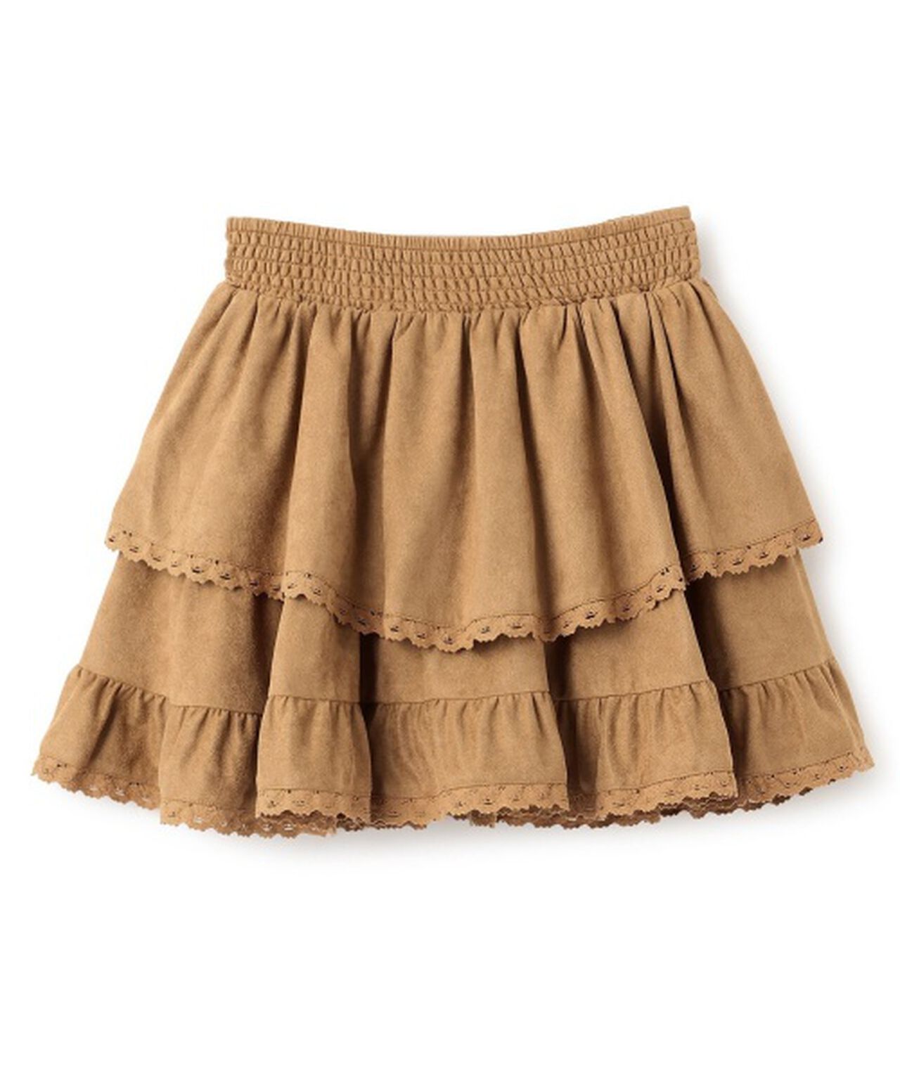 Tiered Frill Mini Skirt [Korean Fashion],Camel, large image number 0