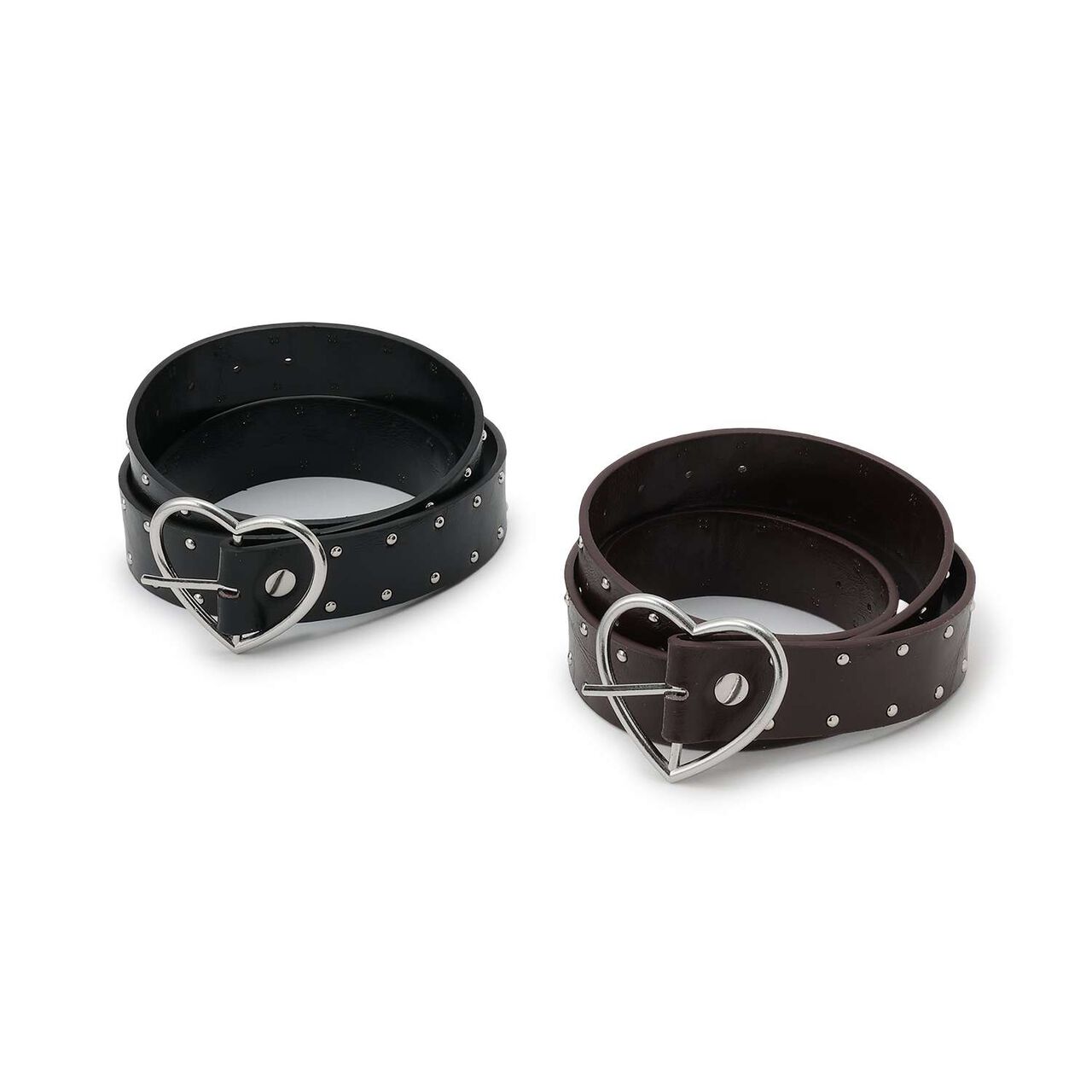 [LTXC] Heart Buckle Studded Belt,Brown, large image number 4