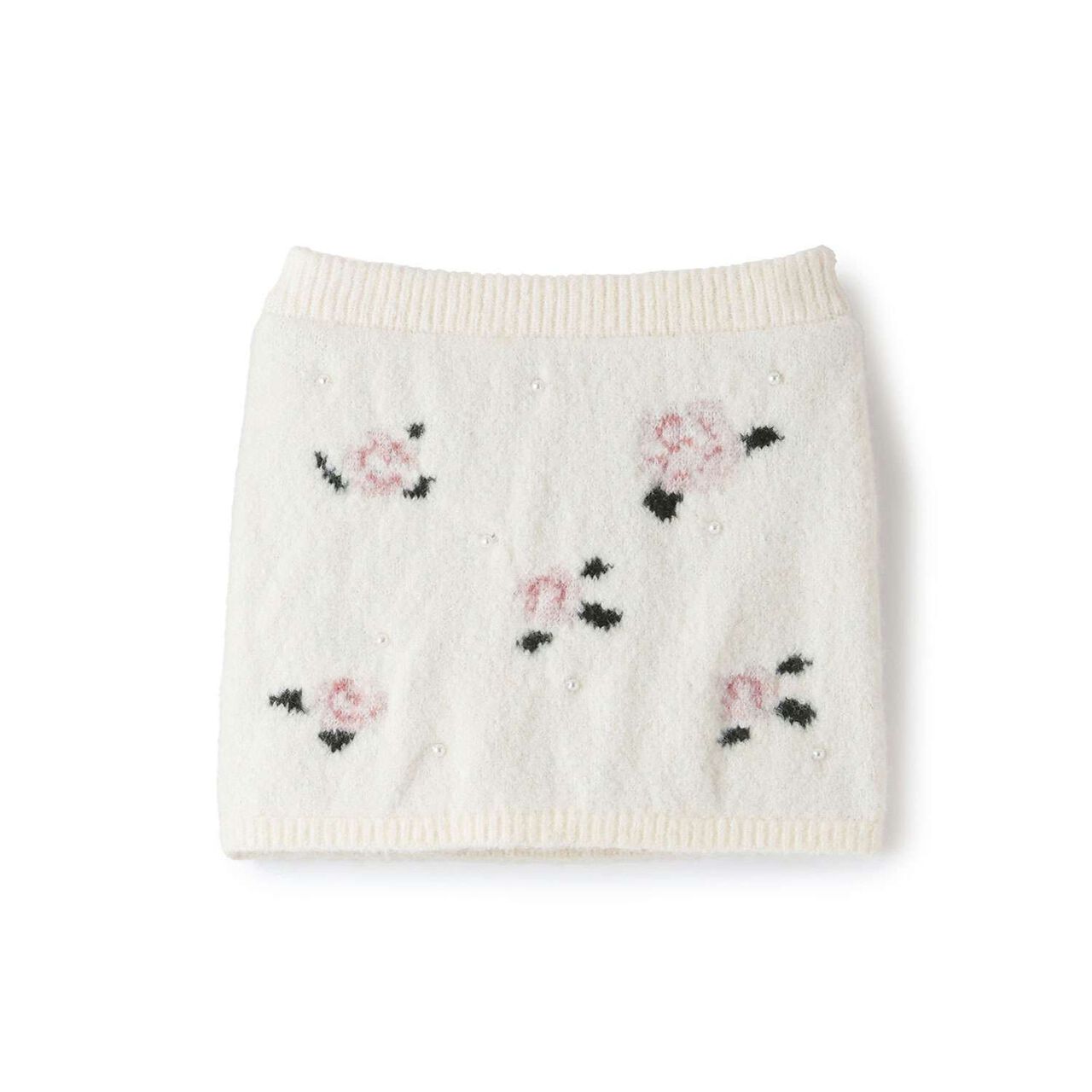 Fluffy and Soft/Matching Flower Pearl Knit Skirt <Set Up Compatible>,Top gray, large image number 2