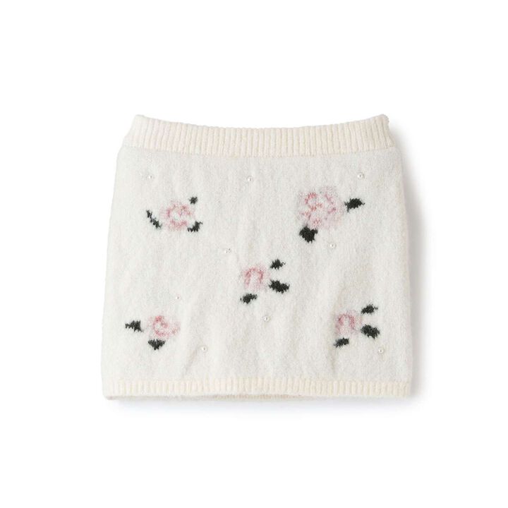 Fluffy and Soft/Matching Flower Pearl Knit Skirt <Set Up Compatible>,Top gray, medium image number 2