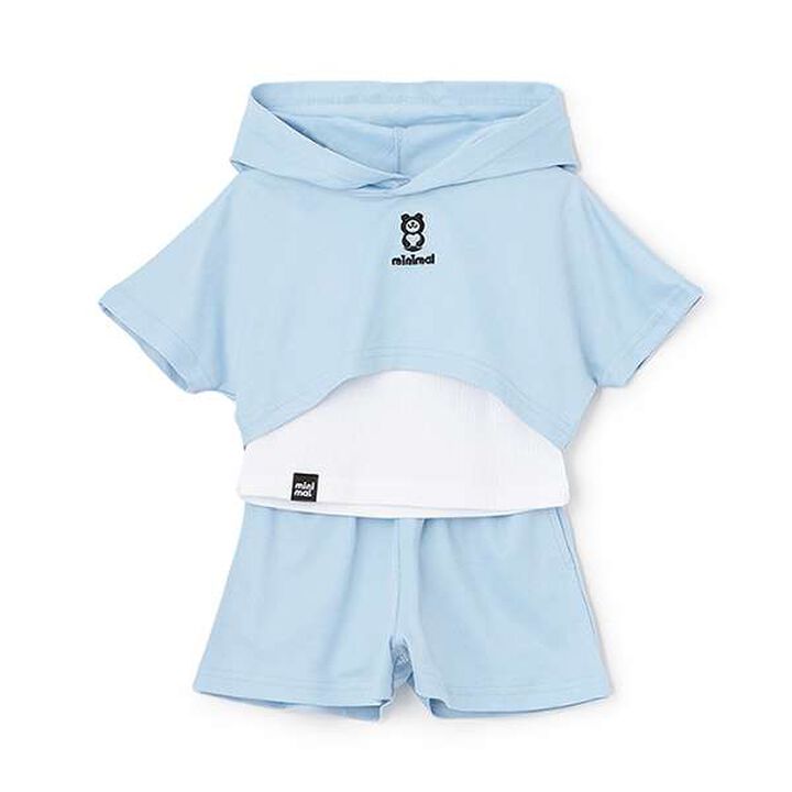 [Quick-Dry] Absorbent Short Parka + Tank Top + Pants 3-Piece Set,Sax blue, medium image number 0
