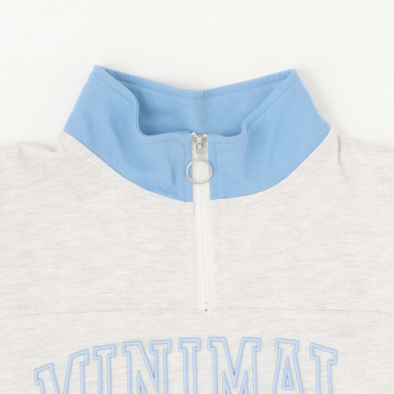 Half-Zip Loose Short Sleeve T-Shirt,Smoke white, large image number 16