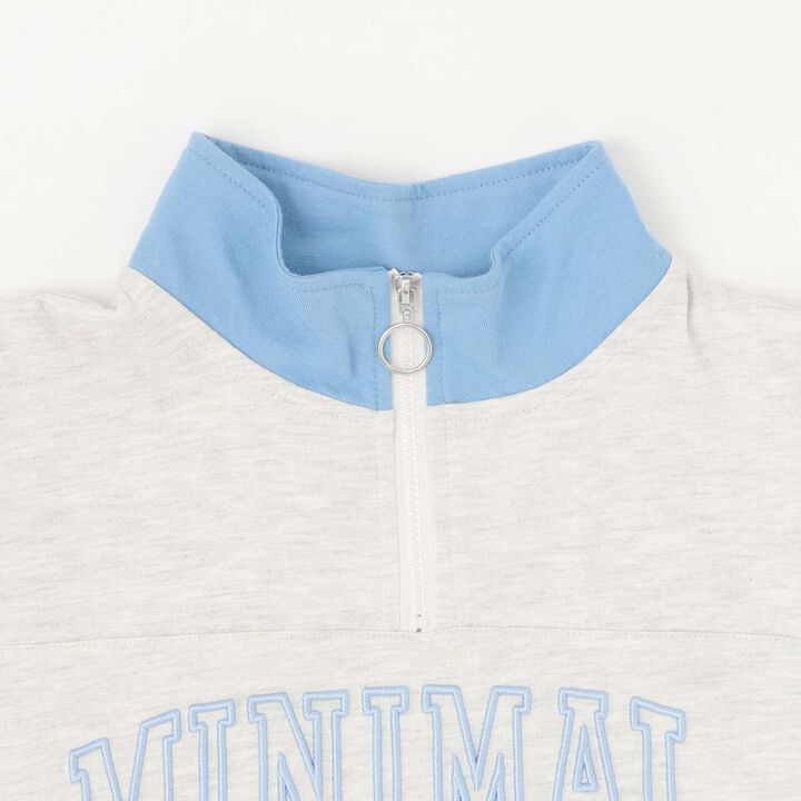 Half-Zip Loose Short Sleeve T-Shirt,Smoke white, medium image number 16