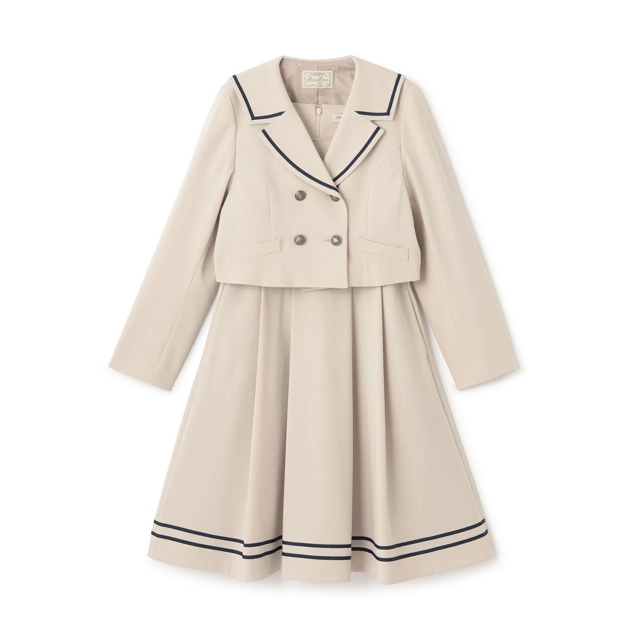Sailor Short Jacket & Jumper Skirt Set,Beige, large image number 15