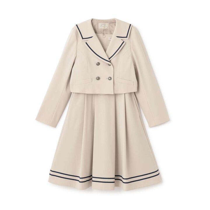 Sailor Short Jacket & Jumper Skirt Set,Beige, medium image number 15
