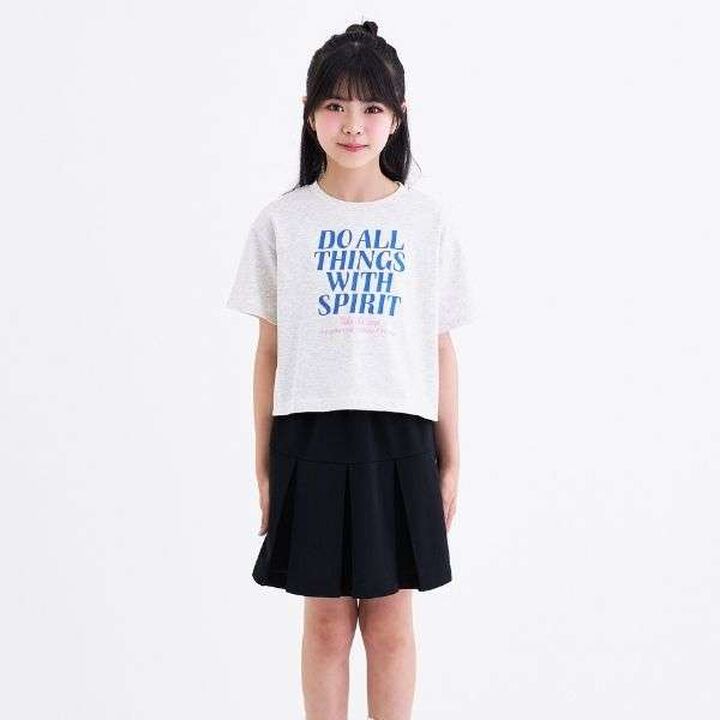 [3way Cool Touch] Logo Short-Sleeve T-Shirt & Pleated Skirt Outfit Set,Smoke white, medium image number 10