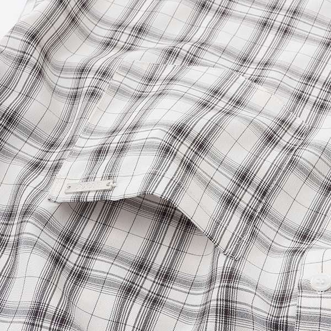 Drawstring Short-Sleeve Checkered Shirt,Blue, large image number 15