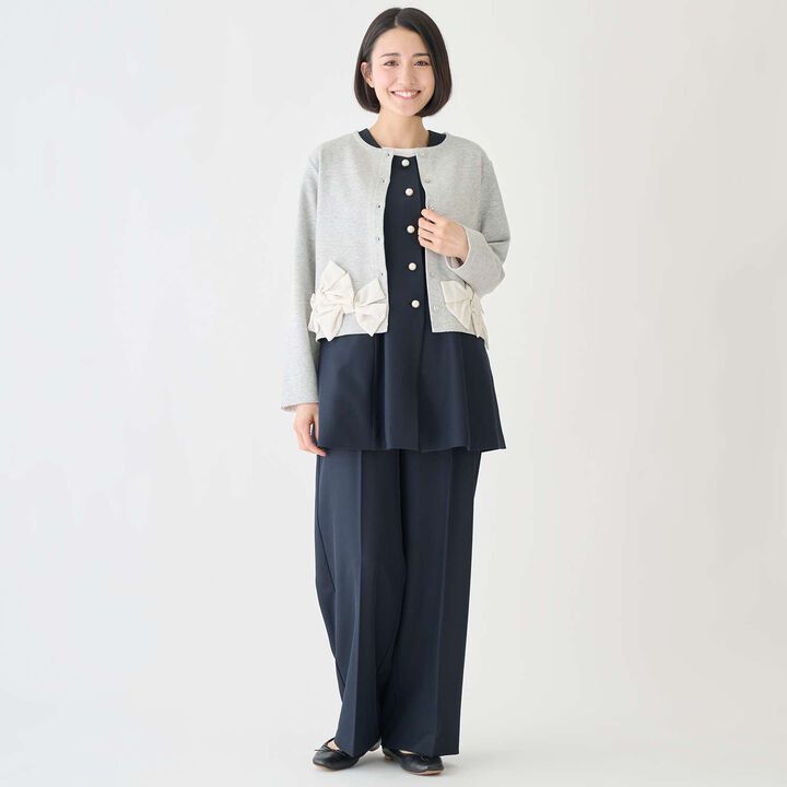 [Parent-Child Matching] Ribbon Cardigan,Top gray, medium image number 3