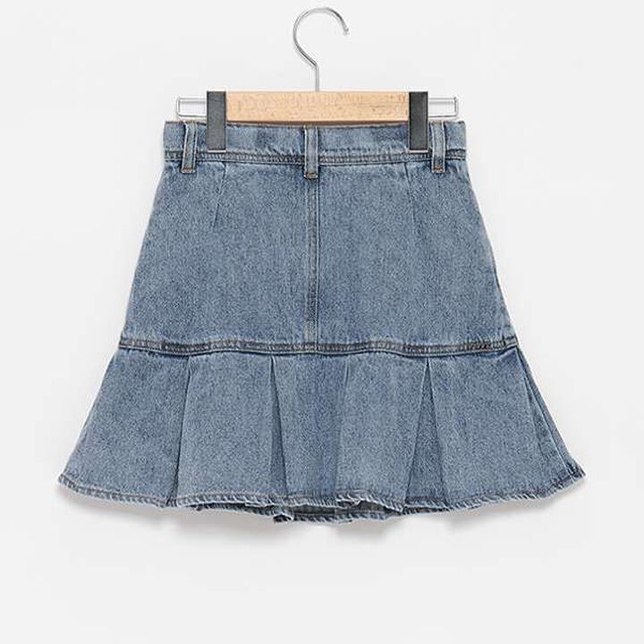LTXC - Denim Box Pleat Skirt with Inner Shorts,Blue, medium image number 1