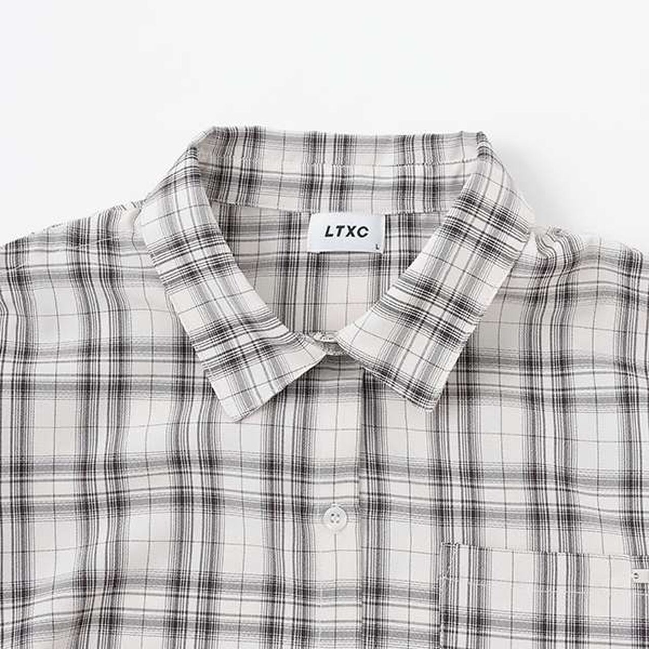 Drawstring Short-Sleeve Checkered Shirt,Blue, large image number 10