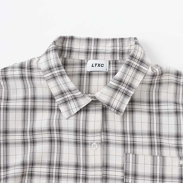 Drawstring Short-Sleeve Checkered Shirt,Blue, medium image number 10