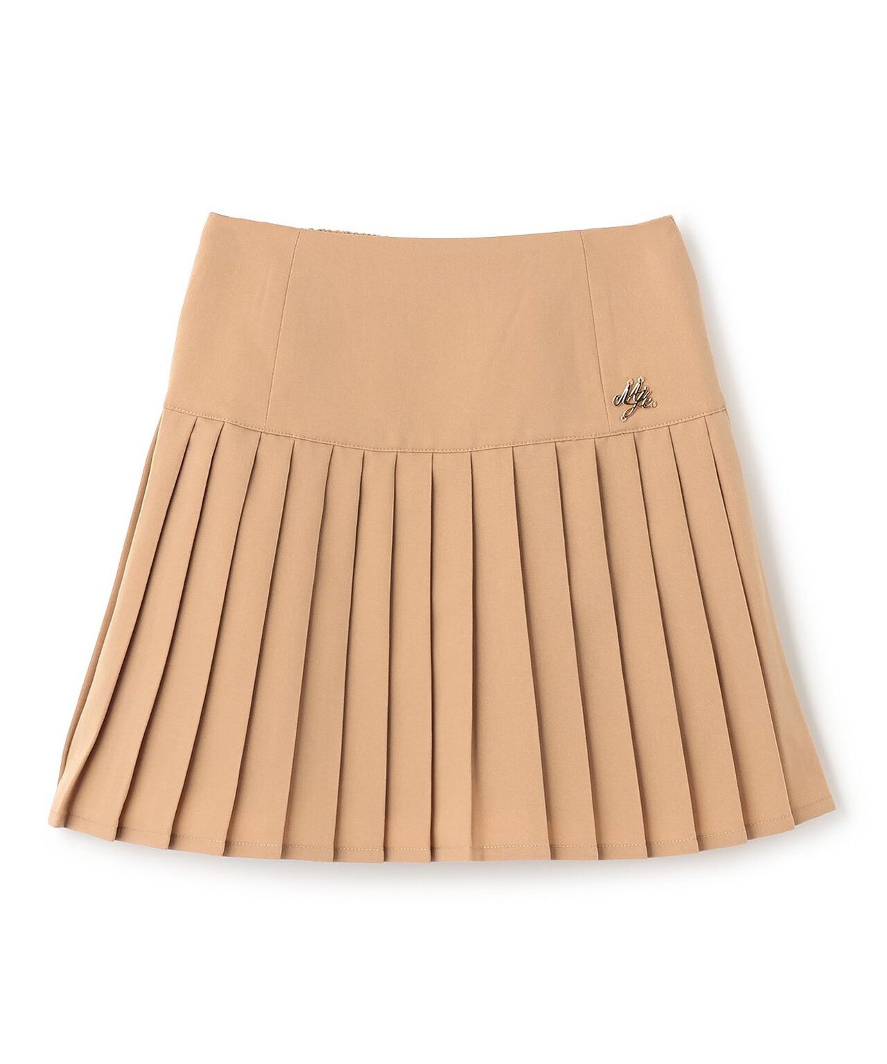 Logo Plate Pleated Skirt [Korean Fashion],Gray, large image number 6
