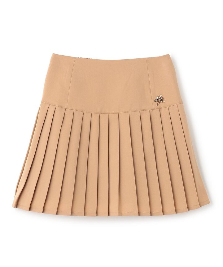 Logo Plate Pleated Skirt [Korean Fashion],Gray, medium image number 6