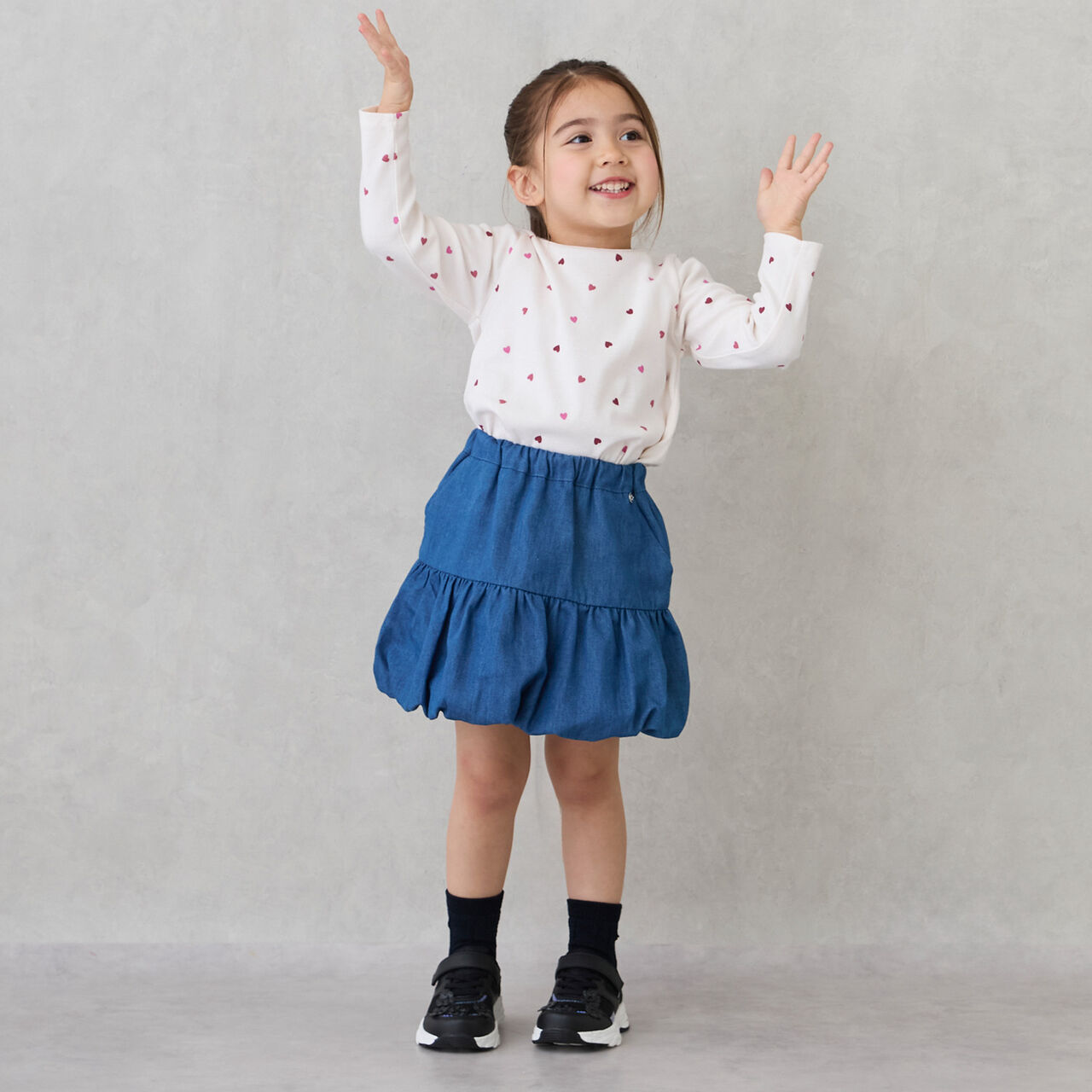 Peplum Balloon Skirt with Shorts,Blue, large image number 0