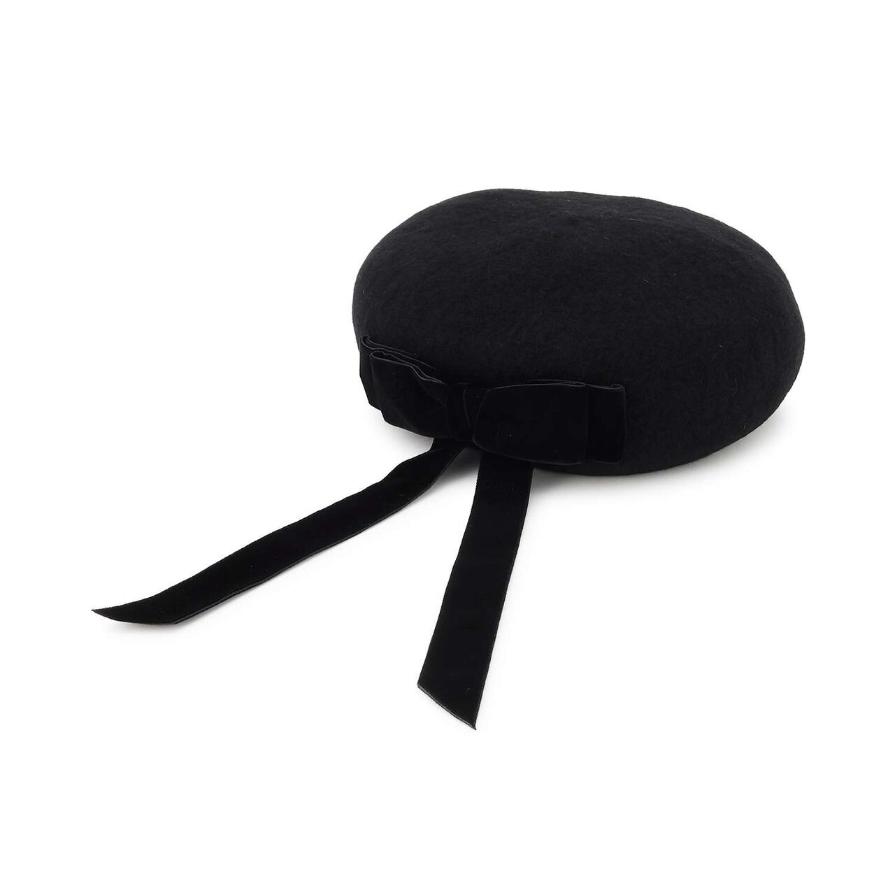 Velour Ribbon Beret Hat,Black, large image number 1