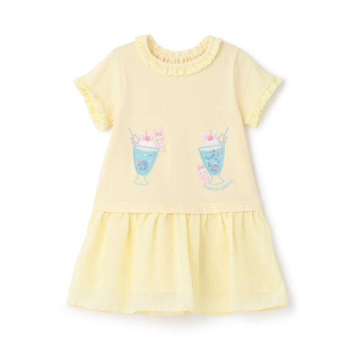Rabbit Soda Short-Sleeve Cut and Sew One-Piece Dress,Light pink, medium image number 3