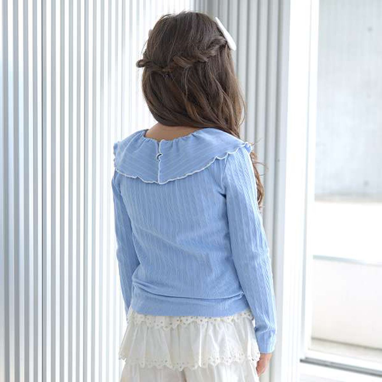 Front and Back Both OK! Collared Long-Sleeve T-Shirt,Pink, large image number 5