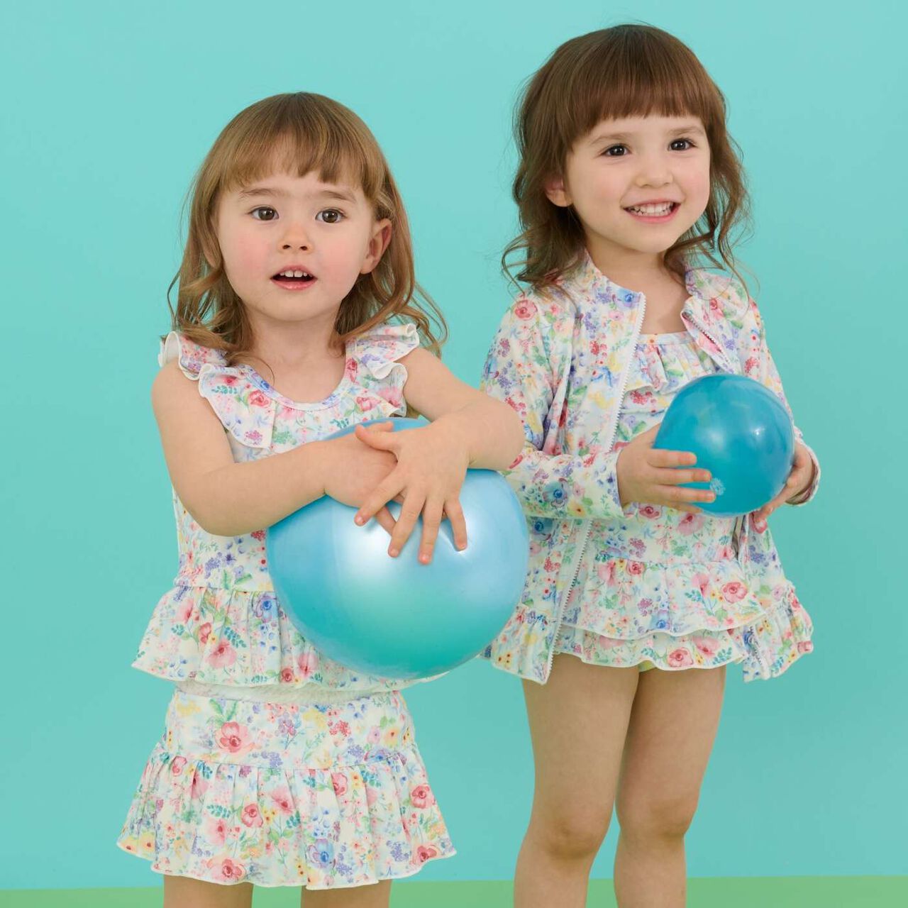 [SWIM] Girls' Floral Pattern Two-Piece Swimsuit [UV Protection],Pink, large image number 15