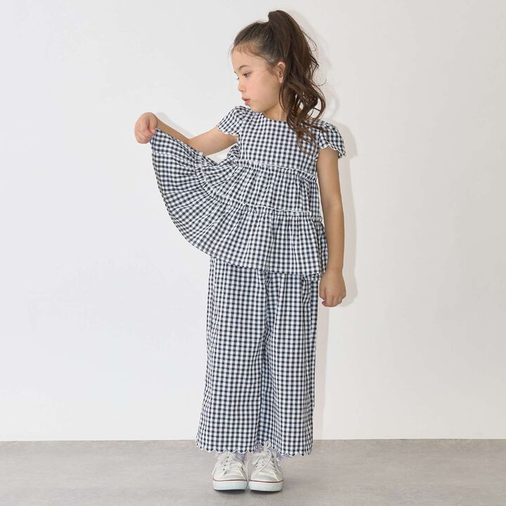 Assorted All-Over Pattern Tiered Blouse & Scallop Trim Pants Set,Emerald green, medium image number 26