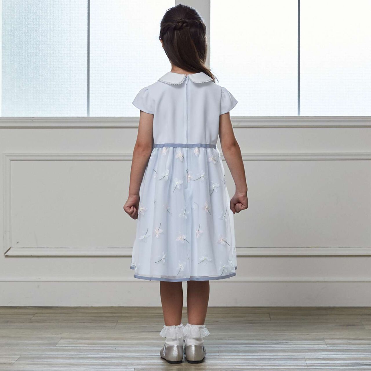 [Formal] Flower Embroidery OP + Collared JK Set,Sax blue, large image number 6