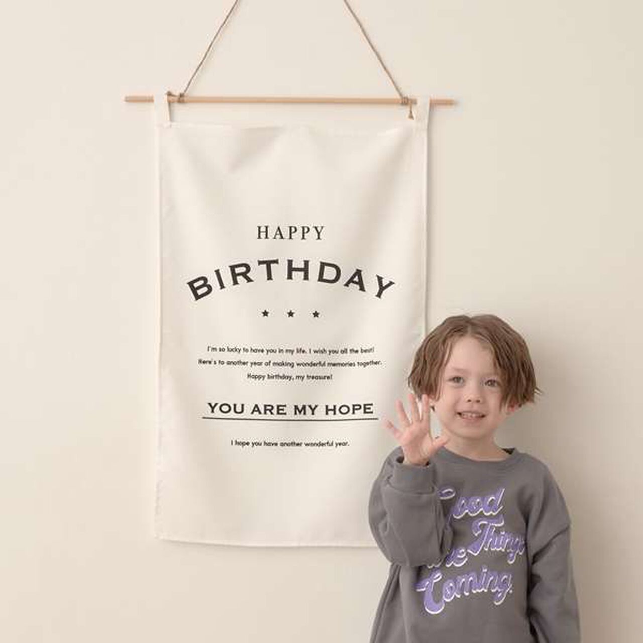 HAPPY BIRTHDAY Fabric Poster,Khaki, large image number 5