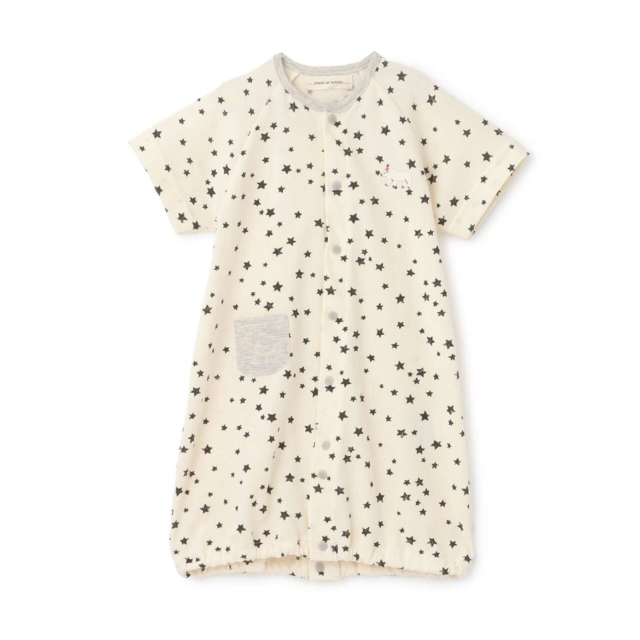Organic Star Short-Sleeve 2WAY Romper [Made in Japan],Pearl white, large image number 0