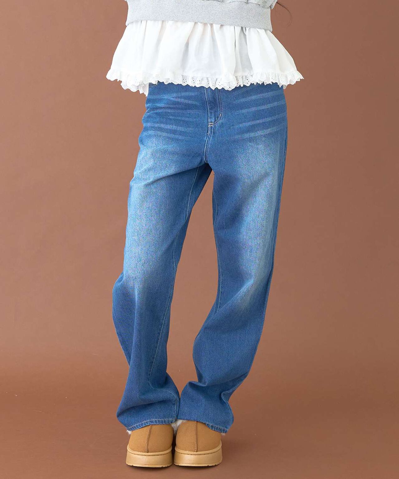 Lace Pocket Denim Pants,Deep blue, large image number 0