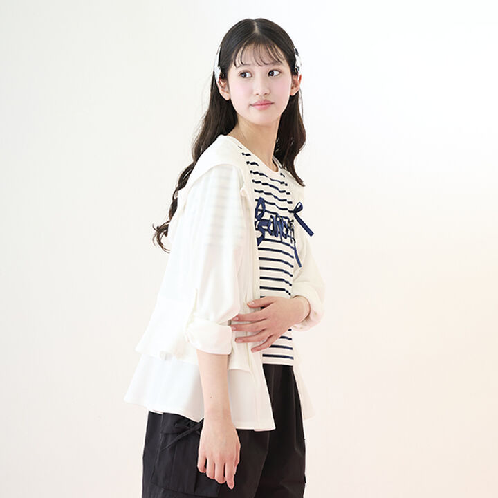 [Cool Touch UV Protection] Chlorine Resistant] Frill Rash Guard,Off white, medium image number 0