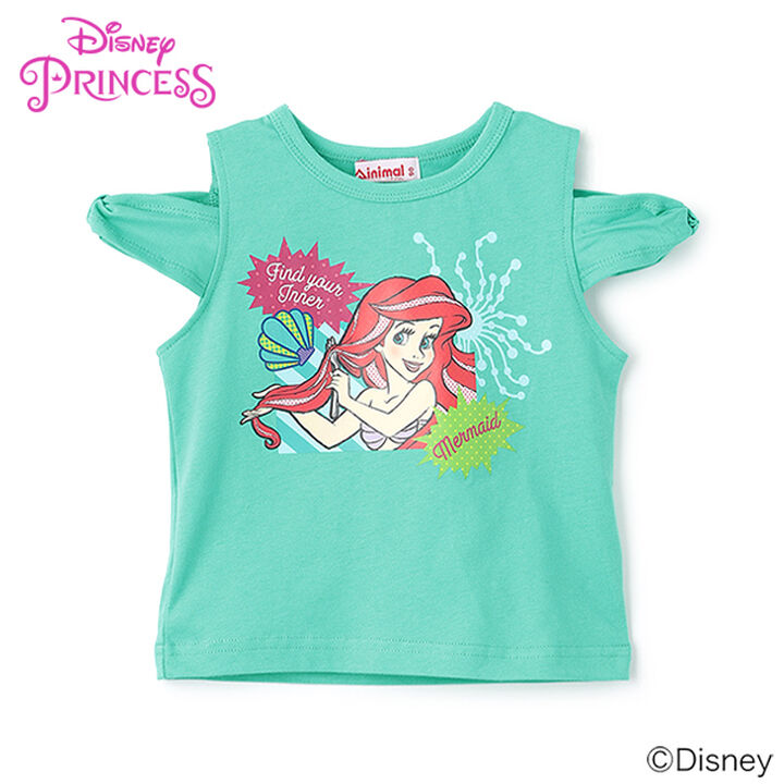 [Stain-resistant and Water-repellent] Disney Princess Off-Shoulder T-Shirt with Ribbon Sleeves,Green, medium image number 12