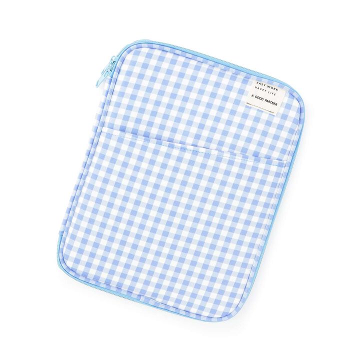 [School-Ready] Gingham Check Tablet Case (11-inch),Sax blue, medium image number 0