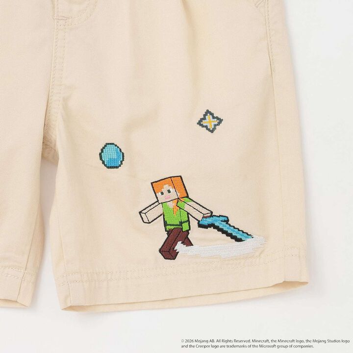 [MINECRAFT] Embroidered Half Pants,Beige, medium image number 13