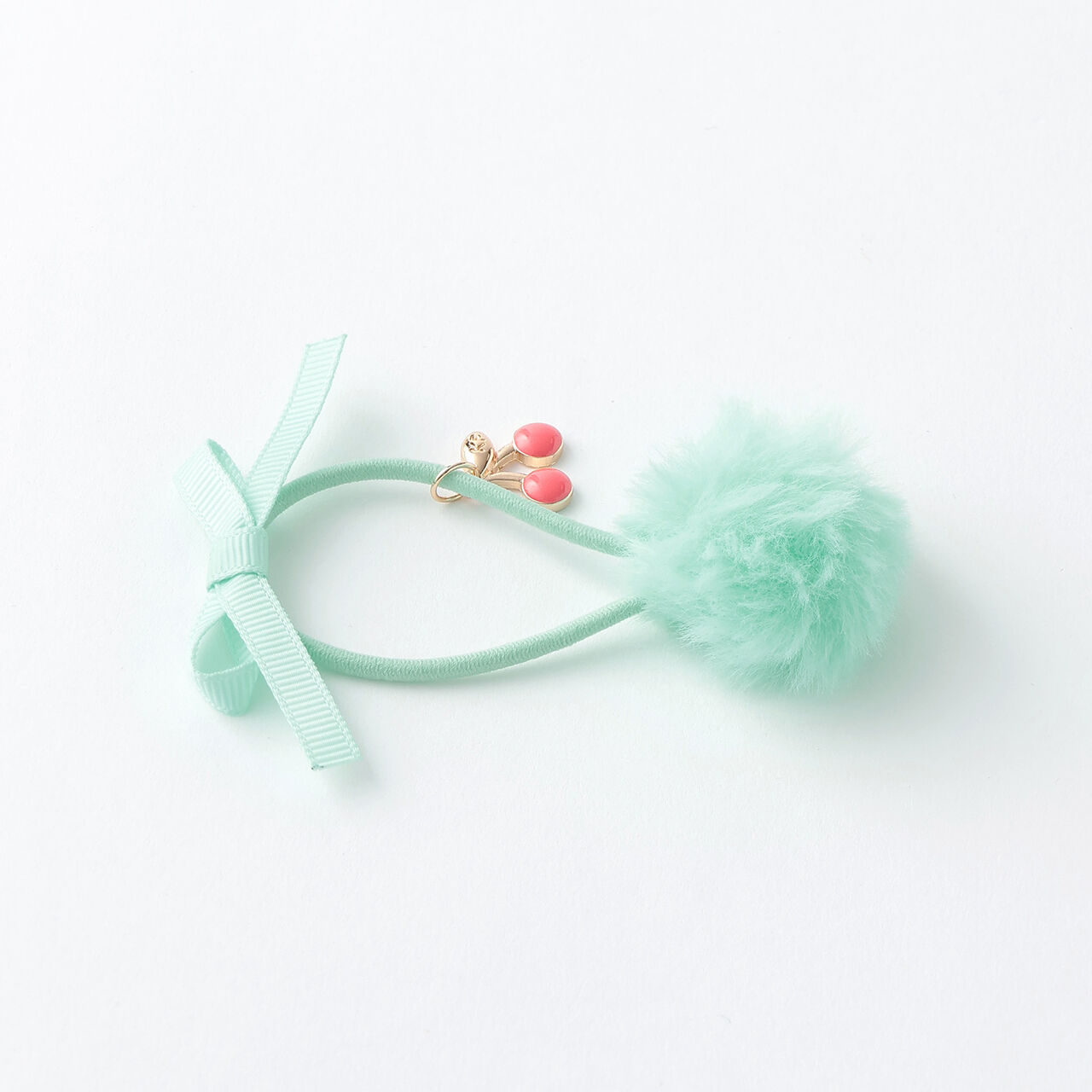 Bun Top & Ribbon Motif Hair Ponytail Holder,Pink, large image number 2