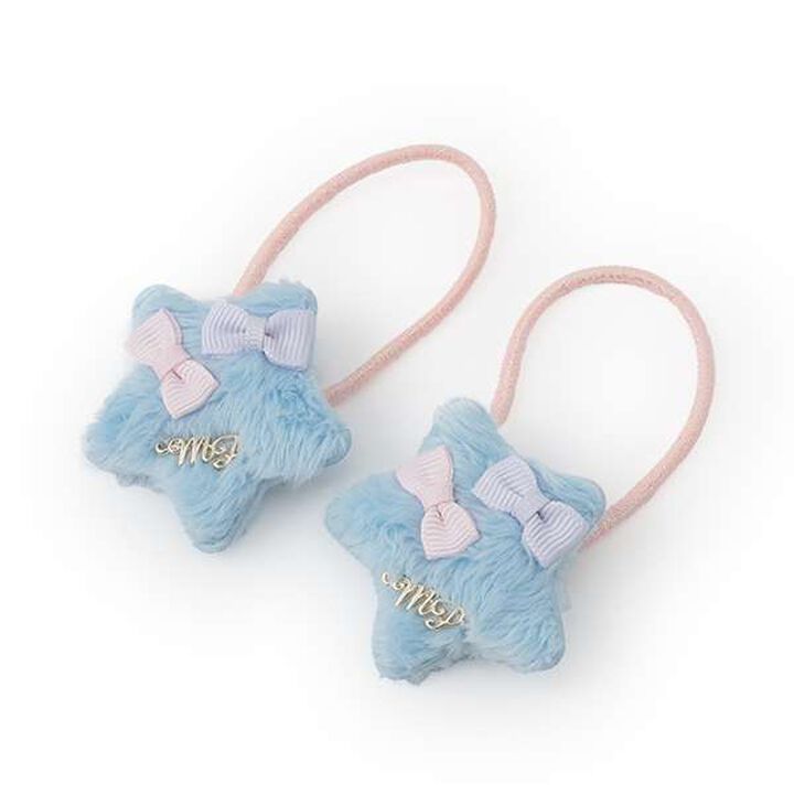[Made in Japan] Puffed Star Hair Pony Set of 2,Light blue, medium image number 0