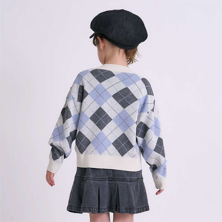 [Arael] Argyle Cardigan,Emerald green, medium image number 5