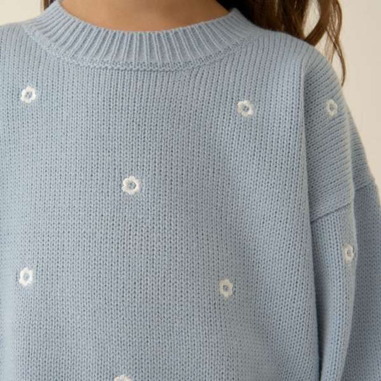 Heart & Flower Embroidered Sweater Set,Cream, large image number 10