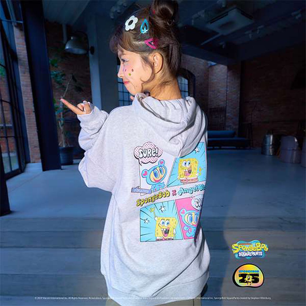 SpongeBob Angel Blue Hoodie,Off white, large image number 1