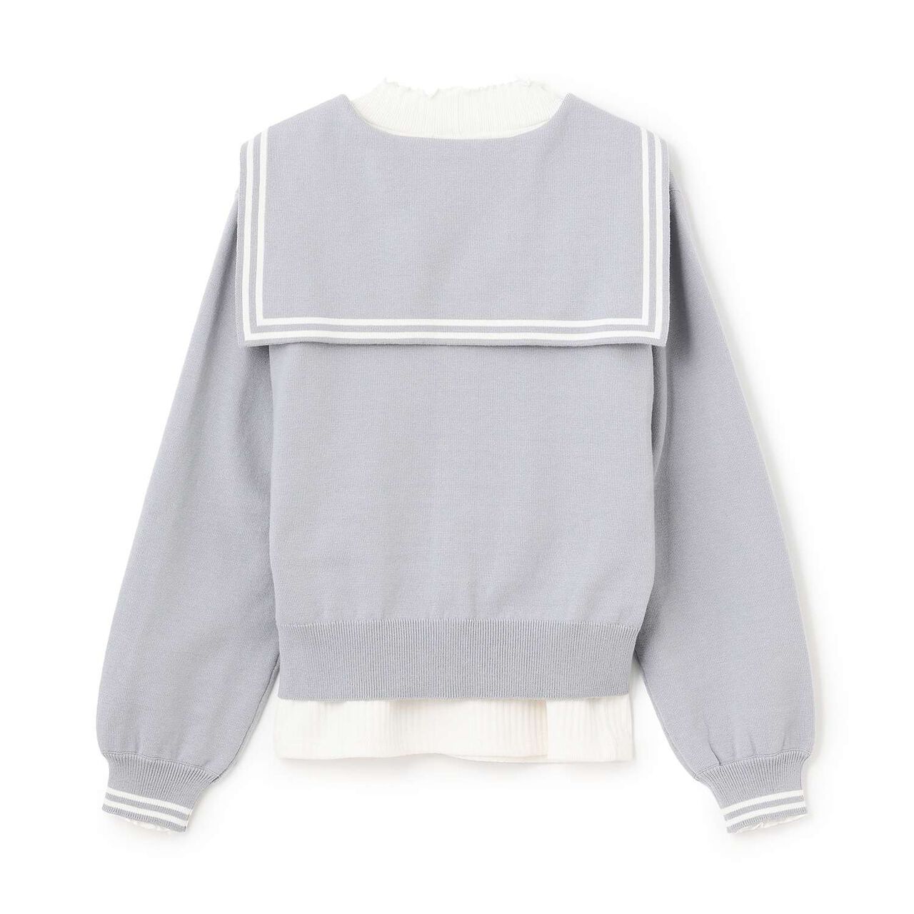 Sailor Cardigan & High Neck T-Shirt Set,Ivory, large image number 1