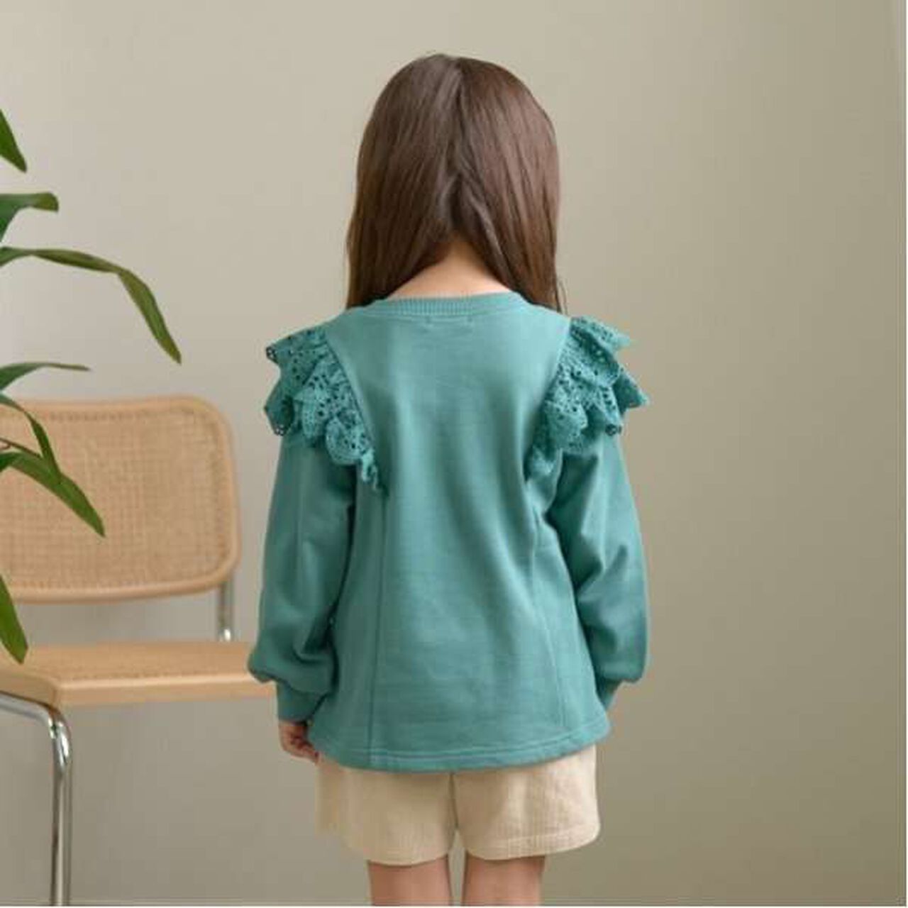 Pilling-Resistant A-Line Sweatshirt,Moss green, large image number 3