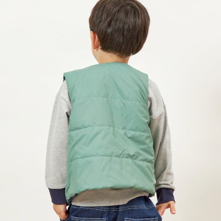 KPBOY Dinosaur Reversible Boa Lined Padded Vest (80-130),Blue, medium image number 3