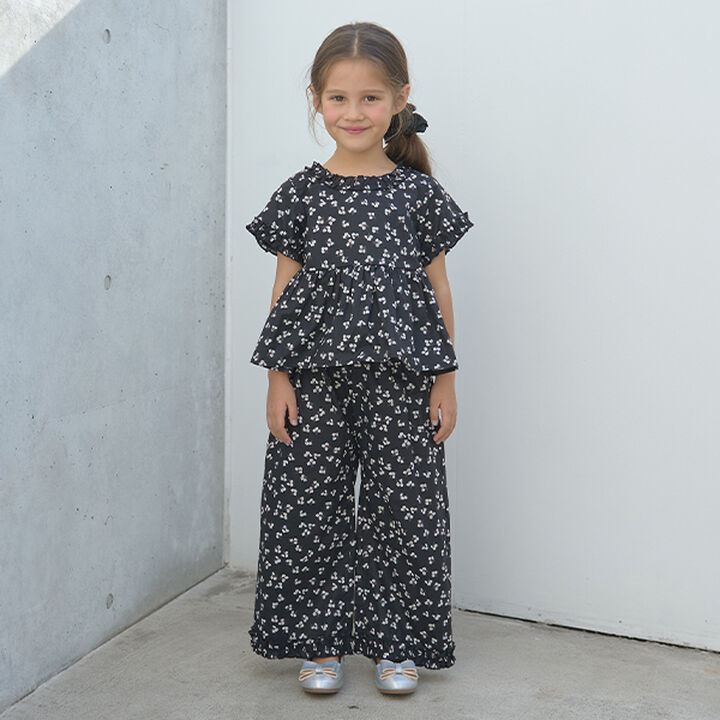 Frill Blouse & Frill Wide Pants Outfit Set,Black, medium image number 0