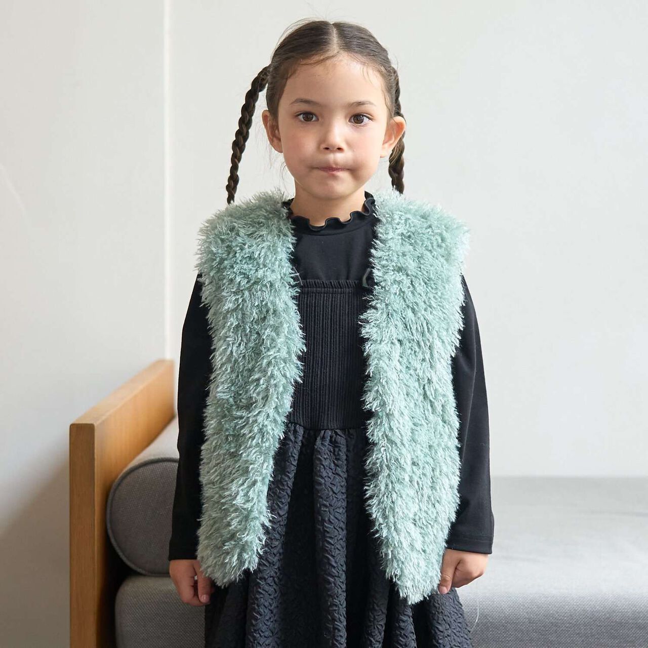 Fluffy and Soft Halloween Fur Vest,Mint, large image number 0